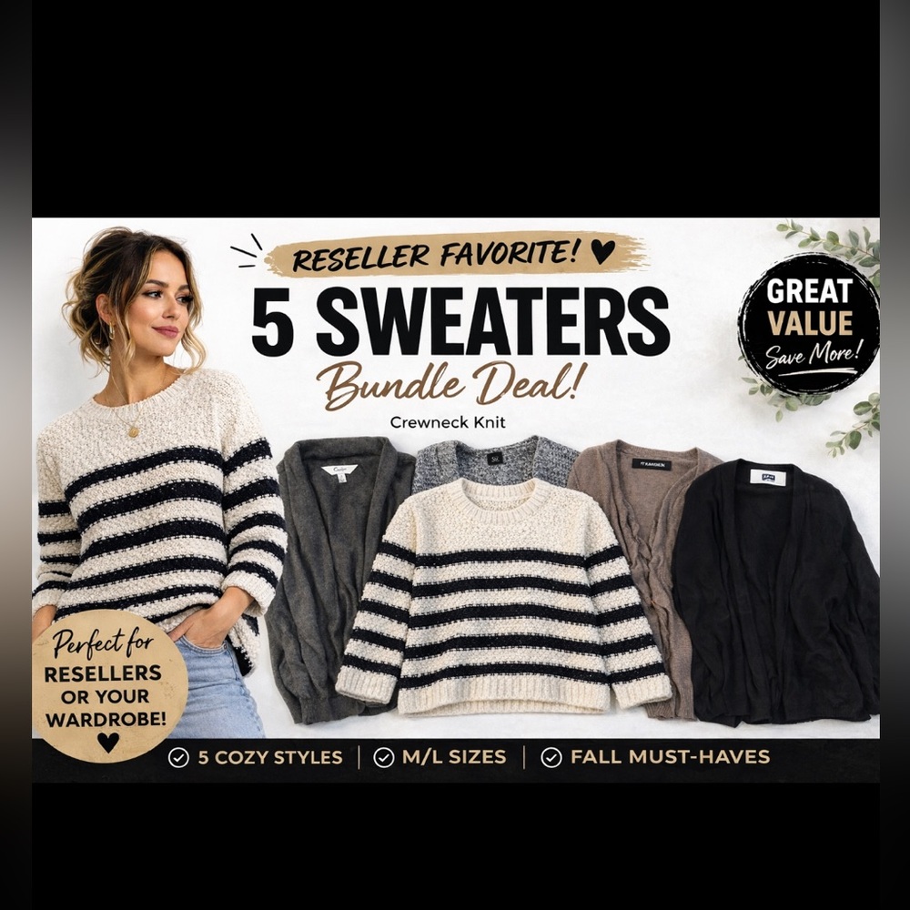 5 Pc Women’s Sweater Bundle M/L Cardigans Cozy Neutral Fall Winter Lot